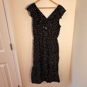 Banana Republic Black Daisy Print Midi Dress